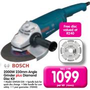 Bosch 2000W 230mm Angle Grinder+Diamond Disc Kit GWS20-230-Per Kit