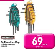 16 Piece Hex Keys-Each