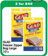 Glad Freezer Zipper Bag Large-2x10's