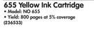 HP 655 Yellow Ink Cartridge NO 655-Each