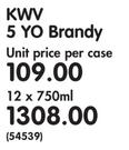 KWV 5 YO Brandy-12x750ml