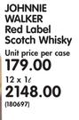 Johnnie Walker Red Label Scotch Whisky-12x1Ltr
