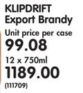 Klipdrift Export Brandy-12x750ml