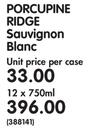 Porcupine Ridge Sauvignon Blanc-12x750ml