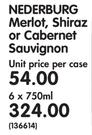 Nederburg Merlot,Shiraz Or Cabernet Sauvignon-6x750ml