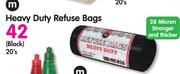 M Heavy Duty Refuse Bags(Black)-20's
