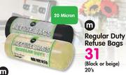 M Regular Duty Refuse Bags(Black Or Beige)-20's