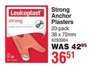 Leukoplast Strong Anchor Plasters 20 Pack 38 x 72mm