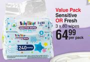 Baby Things Value Pack (Sensitive Or Fresh)-3 x 80 Wipes Per Pack