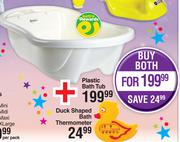 Baby Things Plastic Bath Tub & Duck Shaped Bath Thermometer-For Both