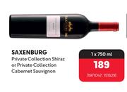 Saxenburg Private Collection Shiraz Or Private Collection Cabernet Sauvignon-1 x 750ml