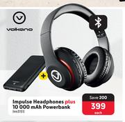 Volkano Impulse Headphones Plus 10000 mAh Powerbank-Each