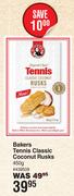 Bakers Tennis Classic Coconut Rusks-450g