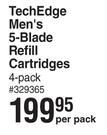 Max Shave Tech Edge Men's 5 Blade Refill Cartridges-4 Per Pack