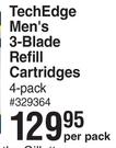 Max Shave Tech Edge Men's 3 Blade Refill Cartridges-4 Per Pack