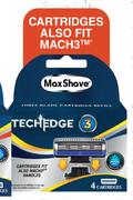 Max Shave Tech Edge Men's 3 Blade Refill Cartridges-4 Per Pack