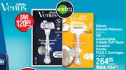 Gillette Venus Deluxe Smooth Platinum Or Comfortglide 5 Blade 2UP Razor-Each