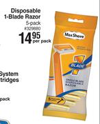 Max Shave Disposable 1 Blade Razor-5 Per Pack