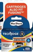 Max Shave Tech Edge Men's 5 Blade Refill Cartridges-4 Per Pack