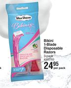 Max Shave Bikini 1 Blade Disposable Razors-3 Per Pack