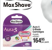 Max Shave Aura 5 5-Blade Cartridges-4 Per Pack