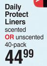 Kotex Daily Protect Liners Scented Or Unscented 40 Pack