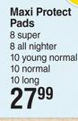 Kotex Maxi Protect Pads 8 Super, 8 All Nighter, 10 Young Normal, 10 Normal, 10 Long