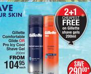 Gillette Comfortable Glide Or Pro Icy Cool Shave Gel-200ml Each