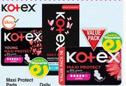 Kotex Maxi Protect Pads 8 Super, 8 All Nighter, 10 Young Normal, 10 Normal, 10 Long