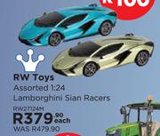 RW Toys Assorted 1:24 Lamborghini Sian Racers RW27124M-Each