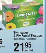 Twinsaver 2 Ply Facial Tissues 180 Pack Assorted-Per Pack