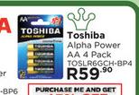 Toshiba Alpha Power AA (4 Pack) TOSLR6GCH-BP4