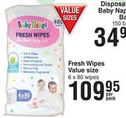 Baby Things Fresh Wipes Value Size 6 x 80 Wipes-Per Pack