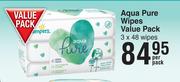Pampers Aqua Pure Wipes Value Pack 3 x 48 Wipes-Per Pack