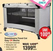 Bambino Sweetdreams Travel Cot (Grey Or Mocha)-Each