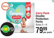 Pampers Carry Pack Double Protection Pants Sizes 3-6-Per Pack