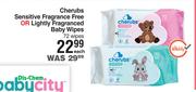Cherubs Sensitive Fragrance Free Or Lightly Fragranced Baby Wipes 72 Wipes-Each