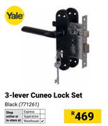 Yale 3 Lever Cuneo Lock Set Black