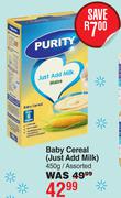 Purity Baby Cereal (Just Add Milk) Assorted-450g