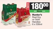 Hunter's Real Dry Or Gold Handies-For 2 x 6 x 330ml