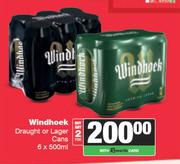 Windhoek Draught Or Lager Cans-For 2 x 6 x 500ml