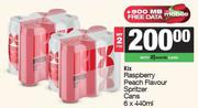 Kix Raspberry Peach Flavour Spritzer Cans-For 2 x 6 x 440ml
