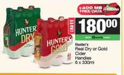 Hunter's Real Dry Or Gold Cider Handies-For 2 x 6 x 330ml