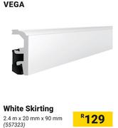 Vega White Skirting 557323-2.4m X 20mm X 90mm