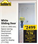 Builders White Sliding Door 711753-2.05m X 890mm