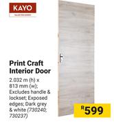 Kayo Print Craft Interior Door 730240, 730237-2.032m(h) x 813mm(w)