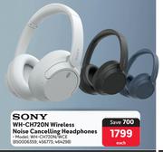 Sony Wireless Noise Cancelling Headphones WH-CH720N-Each