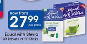 Equal With Stevia Tablets 100's Or Sticks 50's-Per Pack