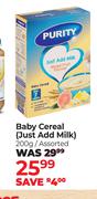 Purity Baby Cereal (Just Add Milk) Assorted-200g