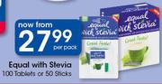 Equal With Stevia Tablets 100's Or Sticks 50's-Per Pack